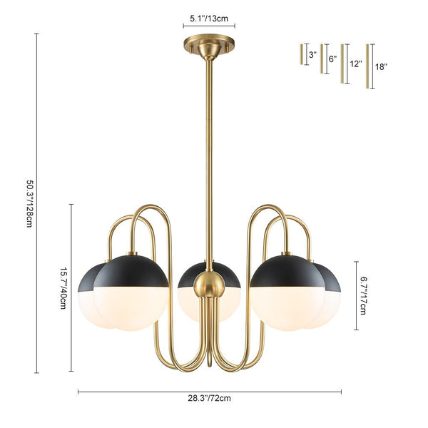 5 - Light Mid - Century Modern Spherical Glass Globes Chandelier - Yiilighting