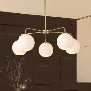 5 - Light Modern Sputnik Silhouette Milky Glass Globes Chandelier - Yiilighting