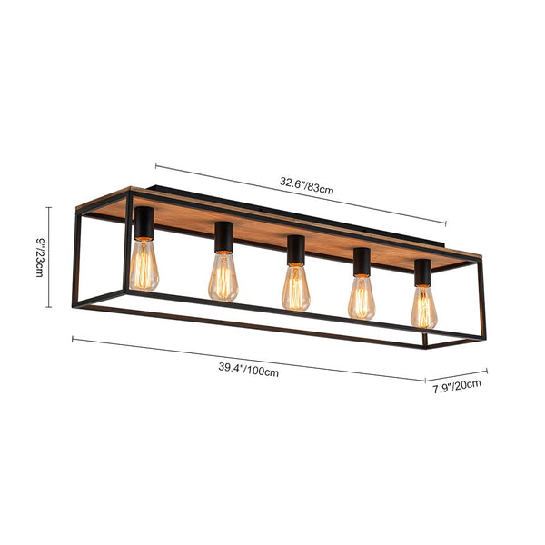 5 - Light Rectangular Cage Flush Mount Ceiling Light - Yiilighting