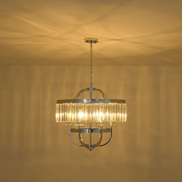 6-Light Glam Tiered Ring Crystal Circular Chandelier