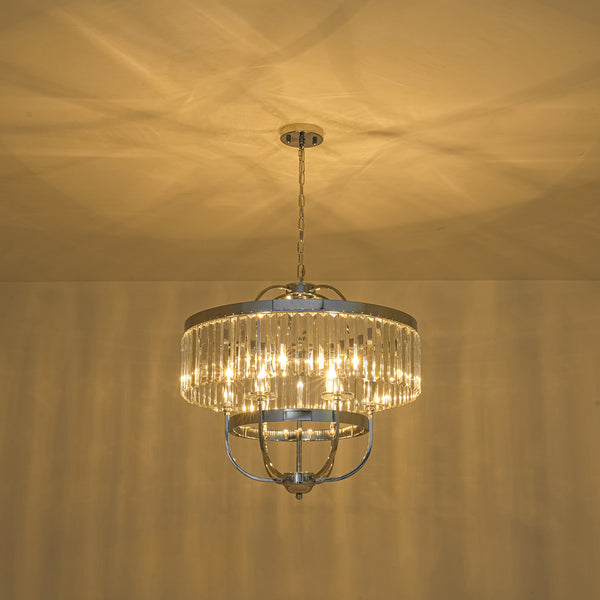 6-Light Glam Tiered Ring Crystal Circular Chandelier