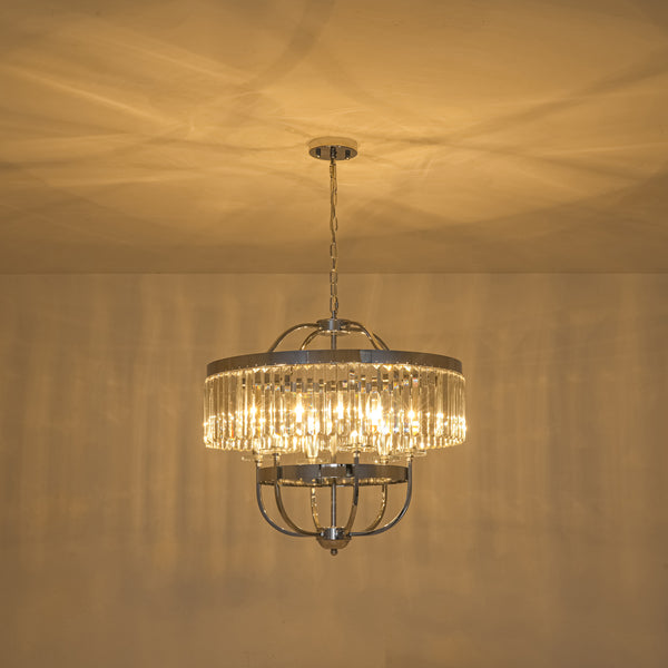 6-Light Glam Tiered Ring Crystal Circular Chandelier