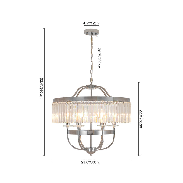 6-Light Glam Tiered Ring Crystal Circular Chandelier