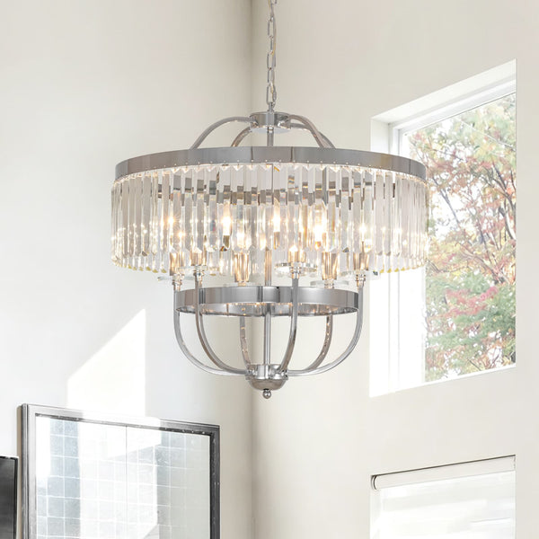 6-Light Glam Tiered Ring Crystal Circular Chandelier