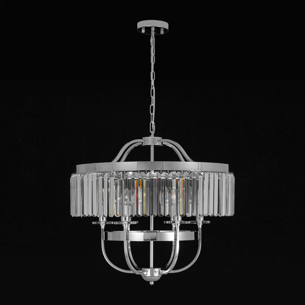 6-Light Glam Tiered Ring Crystal Circular Chandelier
