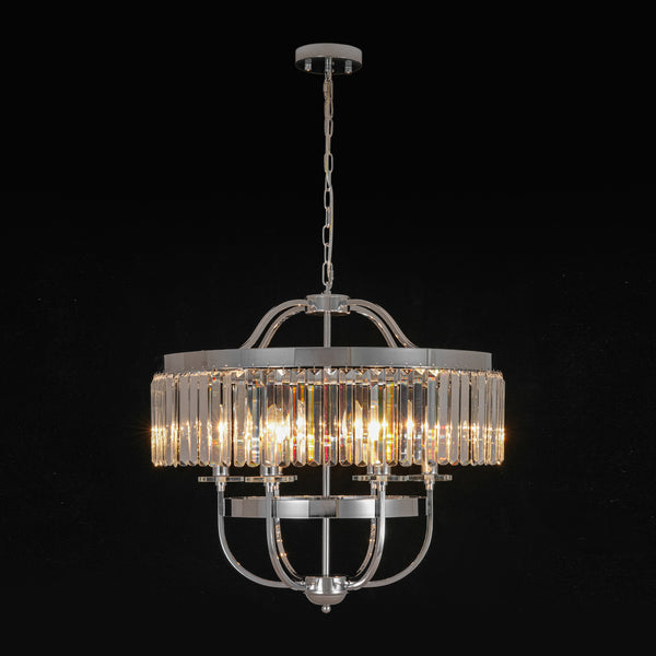 6-Light Glam Tiered Ring Crystal Circular Chandelier