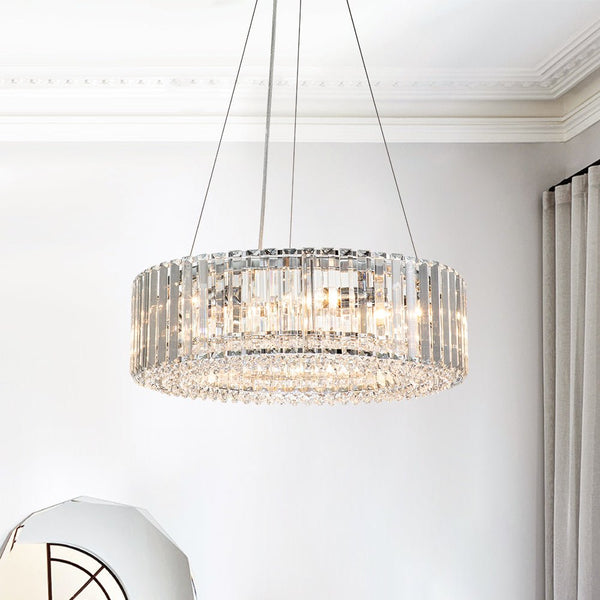 6 - Light Contemporary Round Crystal Drum Chandelier - Yiilighting