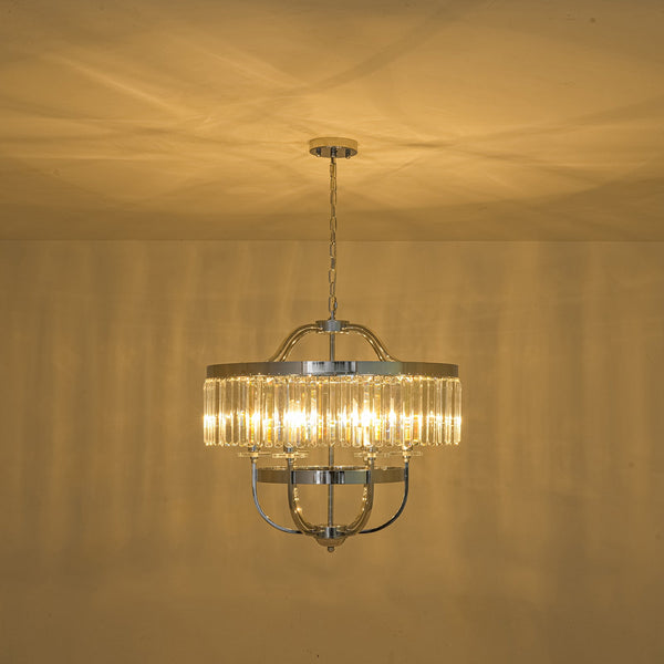 6-Light Glam Tiered Ring Crystal Circular Chandelier - Yiilighting
