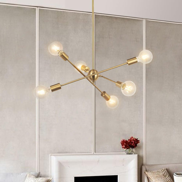 6 - Light Mid - century Brass Sputnik Chandelier - Yiilighting