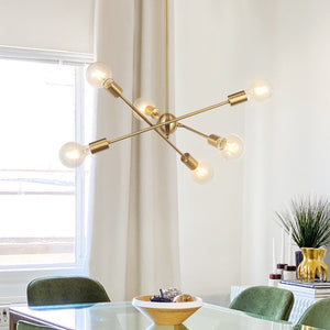 6 - Light Mid - century Brass Sputnik Chandelier - Yiilighting