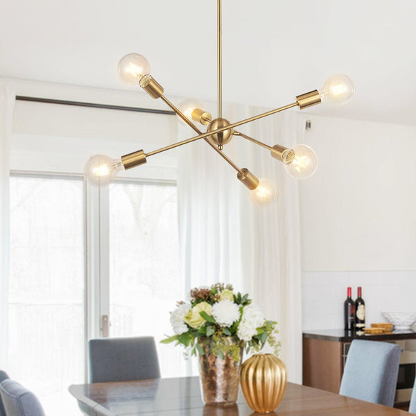 6 - Light Mid - century Brass Sputnik Chandelier - Yiilighting