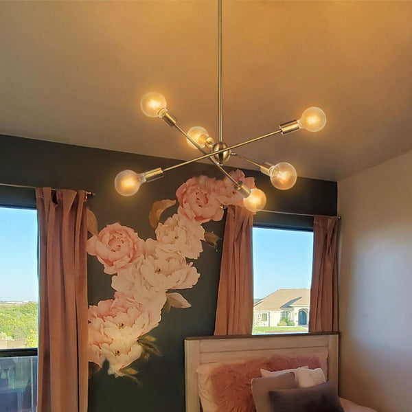 6 - Light Mid - century Brass Sputnik Chandelier - Yiilighting