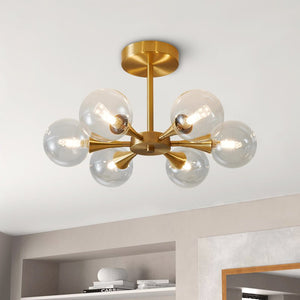 6 - Light Mid - Century Clear Glass Chandelier - Yiilighting