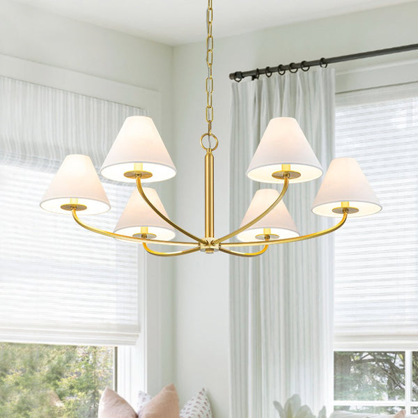 6 - Light Mid - century Curved Arm Metal Chandelier - Yiilighting