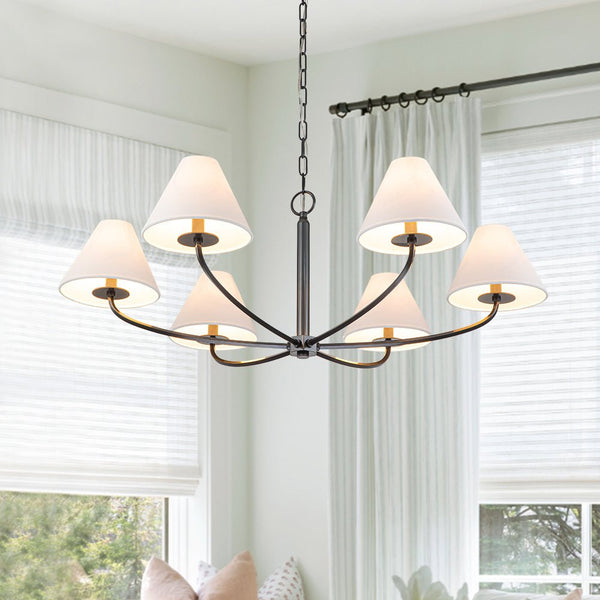 6 - Light Mid - century Curved Arm Metal Chandelier - Yiilighting