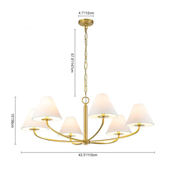 6 - Light Mid - century Curved Arm Metal Chandelier - Yiilighting