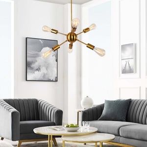 6 - Light Mid - Century Modern Sputnik Chandelier - Yiilighting