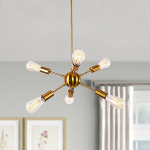 6 - Light Mid - Century Modern Sputnik Chandelier - Yiilighting