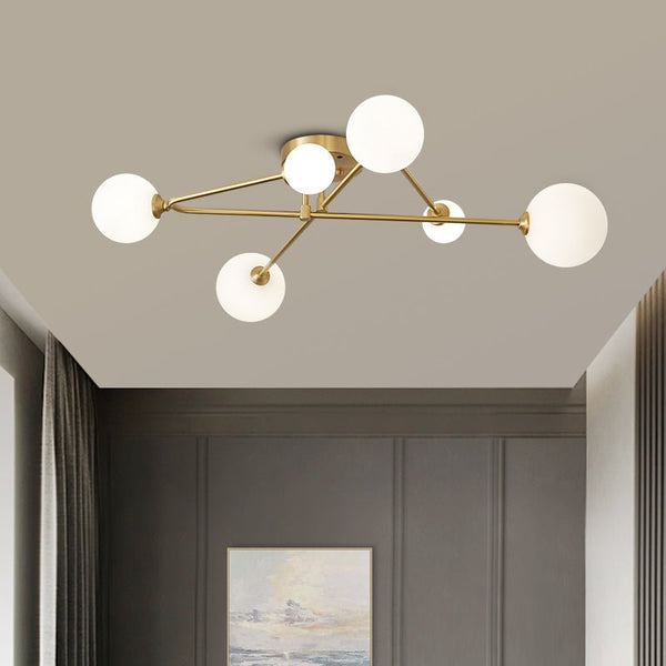 6 - Light Sputnik Cross Arm Semi Flush Mount Ceiling Light - Yiilighting