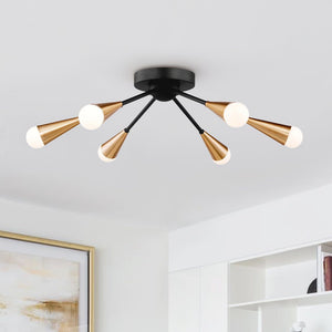 6 - Light Sputnik Semi Flush Mount Chandelier - Yiilighting