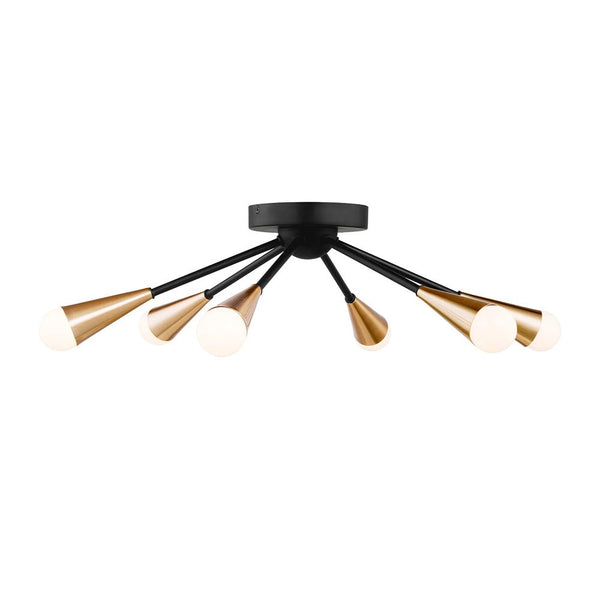 6 - Light Sputnik Semi Flush Mount Chandelier - Yiilighting