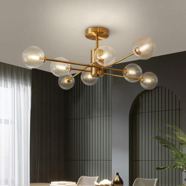 8 - Light Clear Glass Shade Sputnik Chandelier - Yiilighting