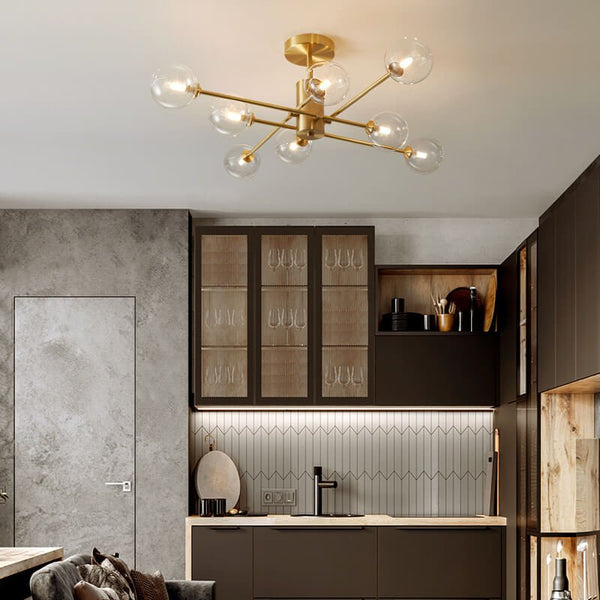 8 - Light Clear Glass Shade Sputnik Chandelier - Yiilighting