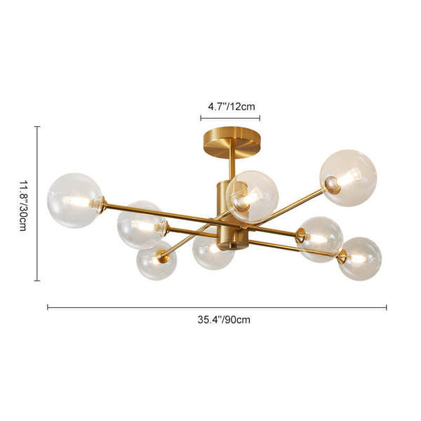 8 - Light Clear Glass Shade Sputnik Chandelier - Yiilighting