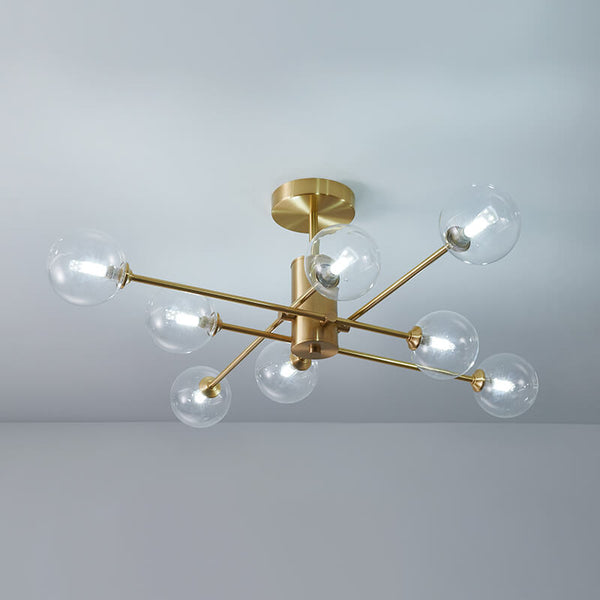 8 - Light Clear Glass Shade Sputnik Chandelier - Yiilighting