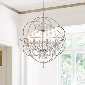 8 - Light Modern Circle Two - Tier Crystal Orb Pendant Lighting - Yiilighting