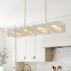 8 - Light Modern Linear Ripple Glass Chandelier - Yiilighting