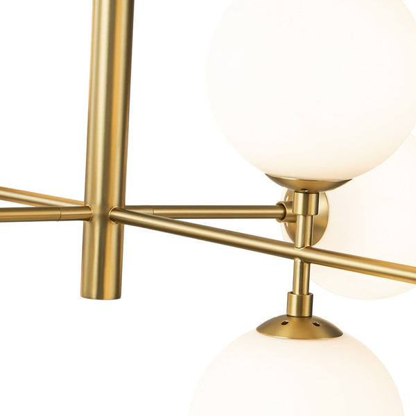 8 - Light Modern Sputnik Opal Globes Linear Chandelier - Yiilighting