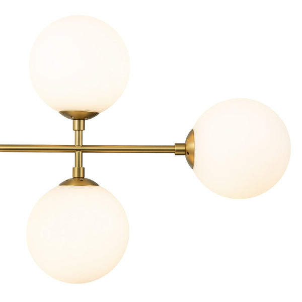 8 - Light Modern Sputnik Opal Globes Linear Chandelier - Yiilighting