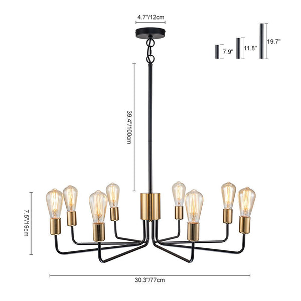 8 - Light Vintage Candle Shape Sputnik Island Chandelier - Yiilighting