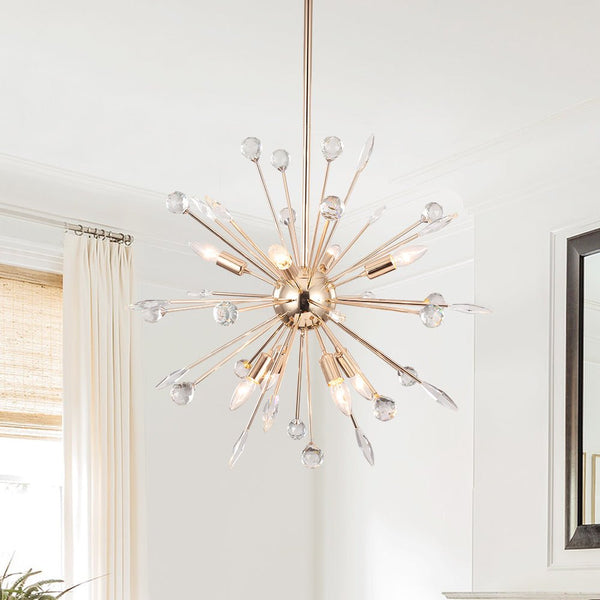 8/9 - Light Modern Crystal Sunburst Sputnik Chandelier - Yiilighting