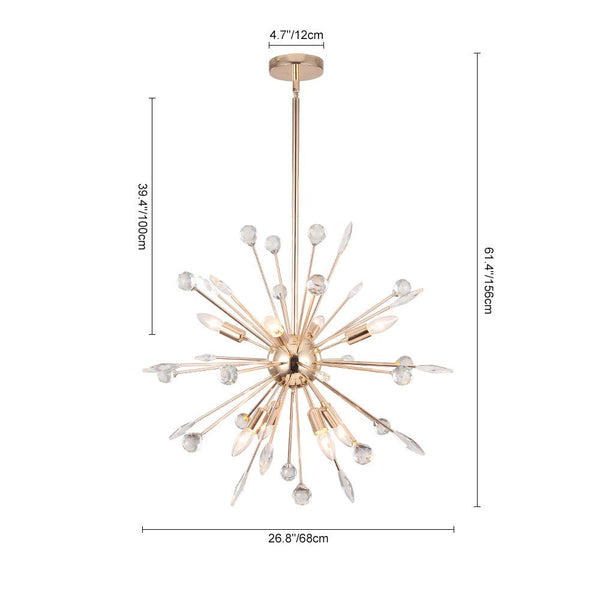 8/9 - Light Modern Crystal Sunburst Sputnik Chandelier - Yiilighting