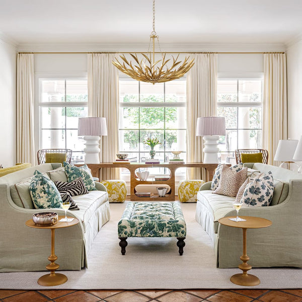 Art Deco 6-Light Branch-Style Flower Basket Iron Chandelier