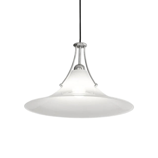 Suspension simple Bauhaus minimaliste conique en verre et chrome