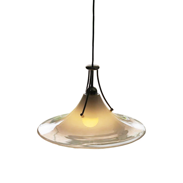 Suspension simple Bauhaus minimaliste conique en verre et chrome