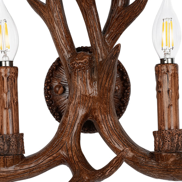 Country Rustic Deer Antler Two Candle Style Wall Sconce