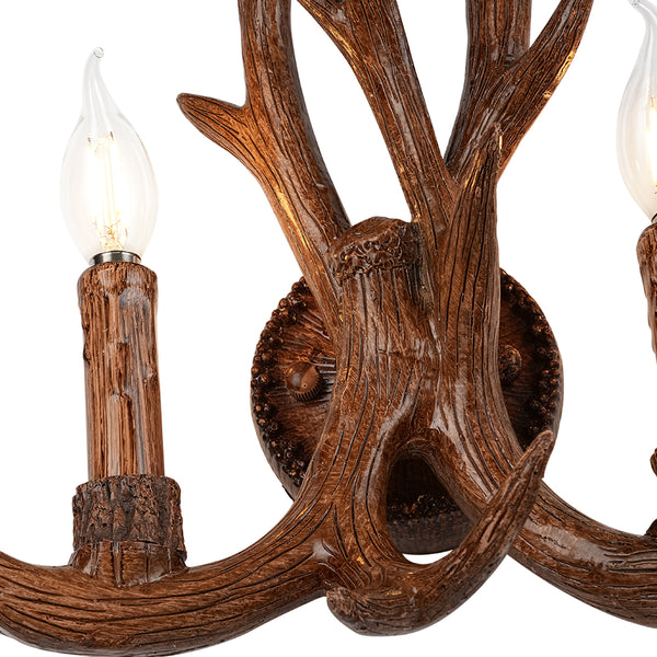 Country Rustic Deer Antler Two Candle Style Wall Sconce