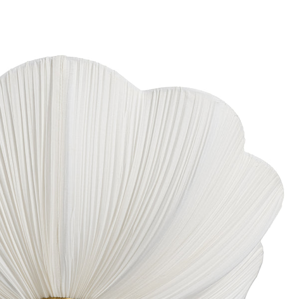 Cream 3-Light Ethereal Pleat Blooming Flower Fabric Semi-Flush Ceiling Light