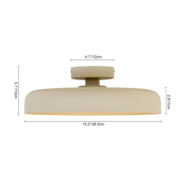 Cremefarben matter, minimalistischer, khakifarbener, flacher Semi-Flush-Mount