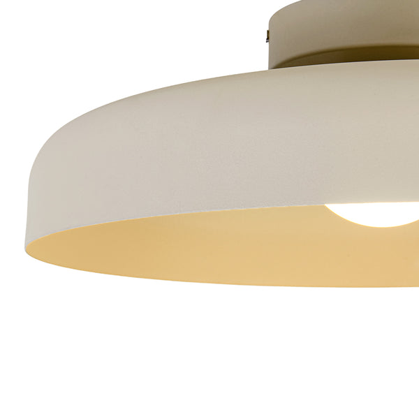 Cremefarben matter, minimalistischer, khakifarbener, flacher Semi-Flush-Mount