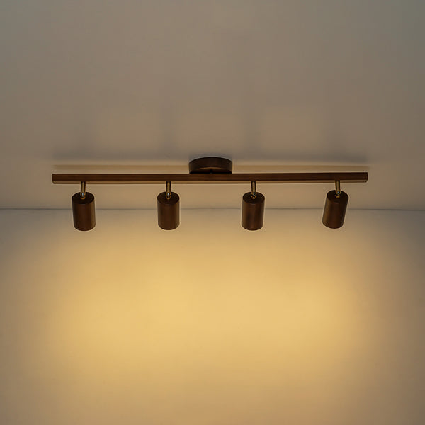 Farmhouse 4-Light Adjustable Walnut Wood Linear Ceiling Tracking Light