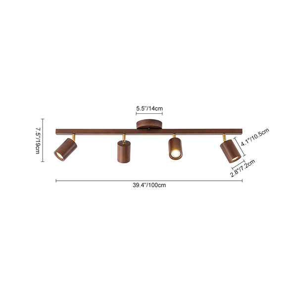 Farmhouse 4-Light Adjustable Walnut Wood Linear Ceiling Tracking Light