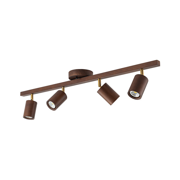 Farmhouse 4-Light Adjustable Walnut Wood Linear Ceiling Tracking Light