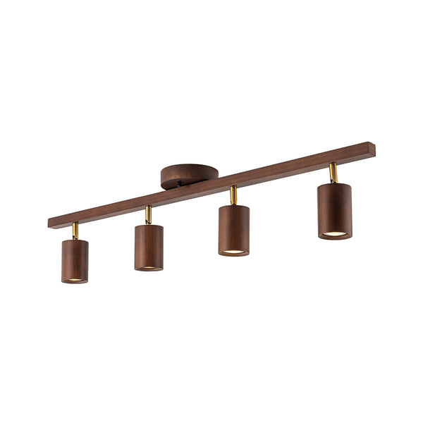 Farmhouse 4-Light Adjustable Walnut Wood Linear Ceiling Tracking Light