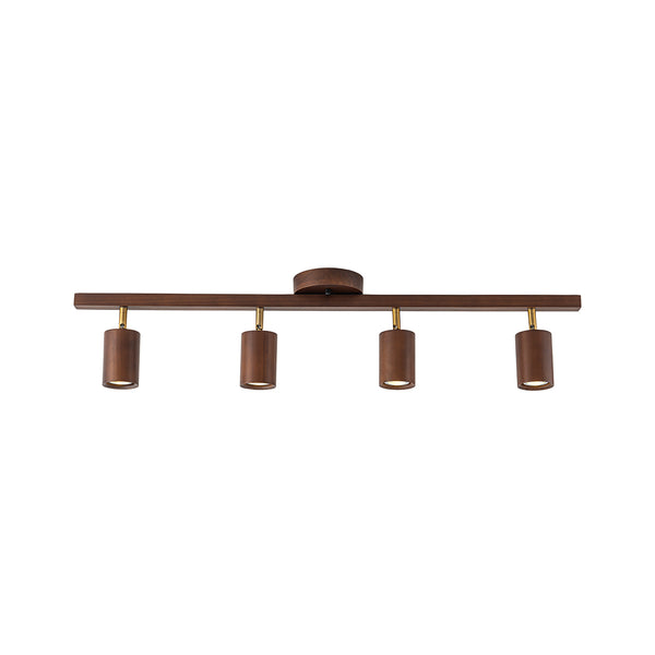 Farmhouse 4-Light Adjustable Walnut Wood Linear Ceiling Tracking Light