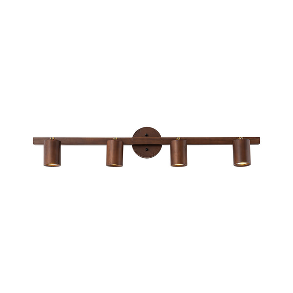 Farmhouse 4-Light Adjustable Walnut Wood Linear Ceiling Tracking Light